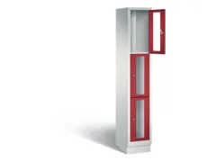 Lockerkast 1800x320x500mm 1x3 vakken Cilinderslot, Sokkel, RAL3003