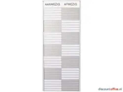 OUTLET In-uit Bord 30 Namen Aluminium Aan/afwezigheidsbord Wit