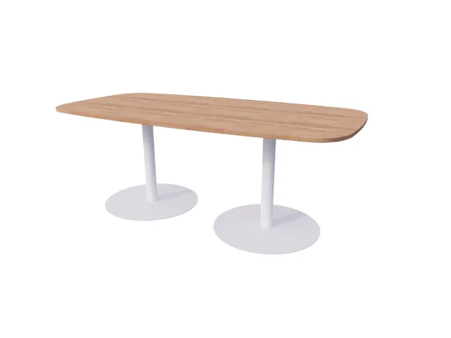 Linesto vergadertafel 200x100 deens ovaal hav/kers 25mm wit