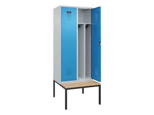 locker met bank,voor scheiding van kleding,HxBxD 2120x800x815mm,2vak