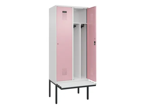 locker met bank,voor scheiding van kleding,HxBxD 2120x800x815mm,2vak