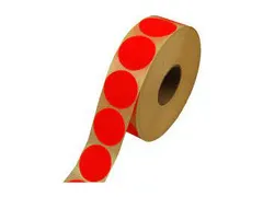 Stickers Etiket Permanent 35mm fluor rood, rol 2000 stuks