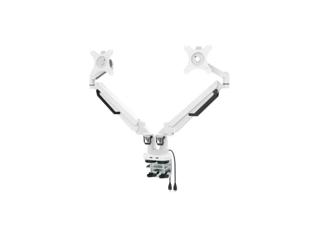 Dubbele Monitorarm Wit Incl. USB Poorten