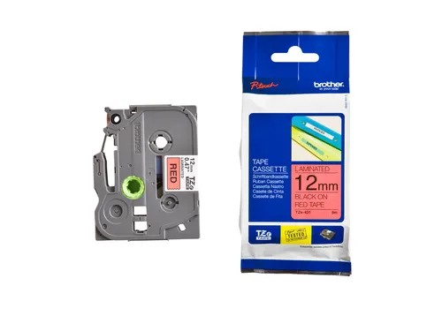 Labeltape Brother P-touch TZe-431 standaard 12mm zwart op rood