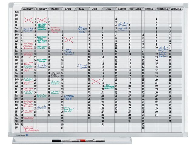 Planbord Legamaster professional jaarplanner hor 90x120cm | PlanbordOnline.nl