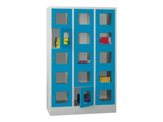 lockerkast,HxBxD 1850x1200x500mm,3x5vakken,RAL7035,front RAL5012 - 2