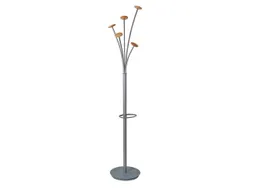 Festival kapstok 5 haken 187 cm grijs / hout met parapluhouder