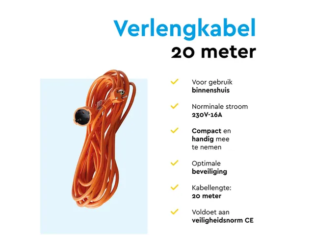 Verlengkabel BRASQ 20m oranje