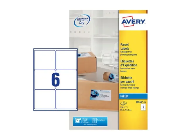 Etiket Avery J8166-25 99.1x93.1mm wit 150 stuks