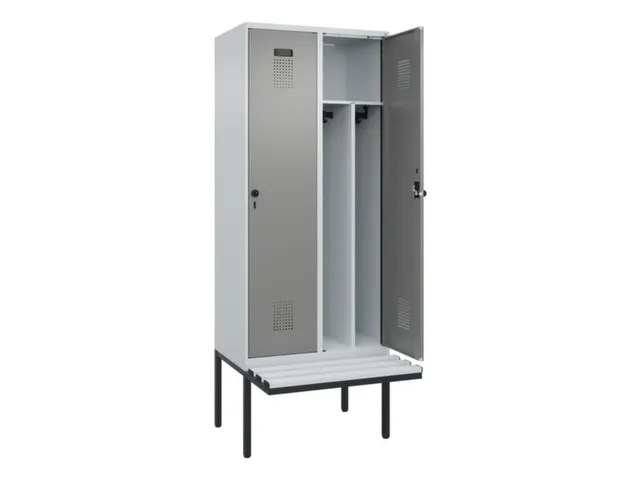 locker met bank,voor scheiding van kleding,HxBxD 2120x800x815mm,2vak