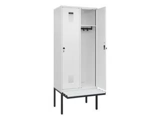 locker met bank,HxBxD 2120x800x815mm,2vak,vak B 400mm,draaigrendel - 1