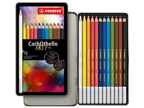 Kleurpotloden STABILO CarbOthello kalkpastel assorti blik à 12 stuks