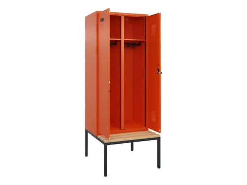 locker met bank,voor scheiding van kleding,HxBxD 2120x800x815mm,2vak