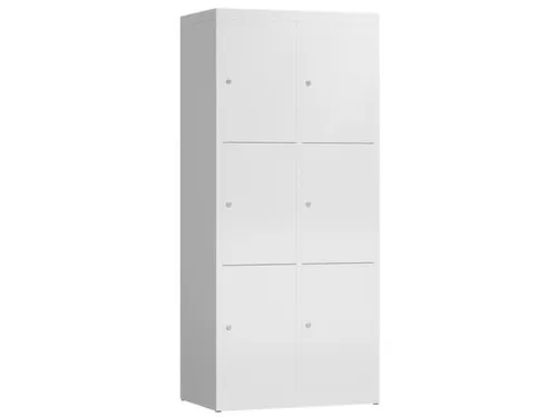 Lockerkast 1800x800x500mm 2x3 vakken cilinderslot, sokkel, RAL9003