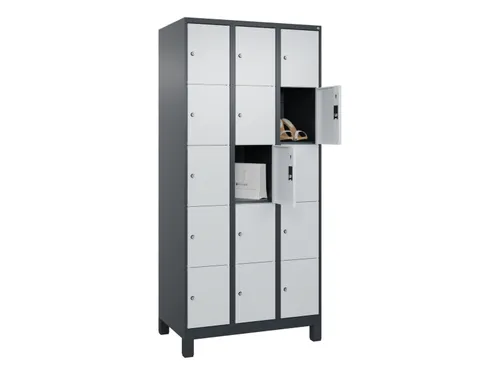 lockerkast,HxBxD 1950x900x500mm,3x5vakken,vak B 300mm,cil.-slot,voeten