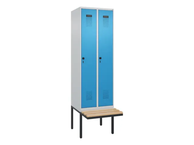 locker met bank,voor scheiding van kleding,HxBxD 2120x600x815mm,2vak