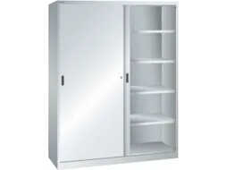 schuifdeurkast HxBxD 1950x1500x580mm 8xStalen bodem RAL7035
