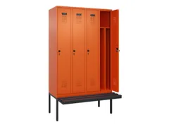 locker met bank,voor scheiding van kleding,HxBxD 2120x1200x815mm,4vak