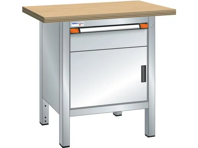 werkbank,HxBxD 845x1000x700mm,multiplexblad,RAL7035,front RAL7035