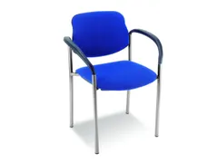 Bezoekersstoel,4Voeten Ronde Buis Aluminium-Zilver,M. Armleuningen