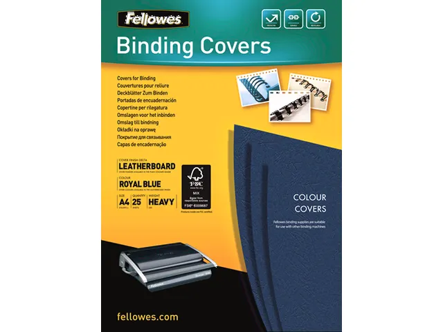 Voorblad Fellowes A4 lederlook royal blauw 25 stuks