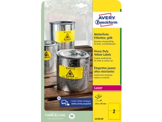 Avery weerbestendig etiket A4 210x148mm Geel 40 stuks - 1