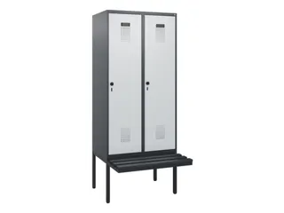 locker met bank,HxBxD 1950x800x815mm,2vak,vak B 400mm,draaigrendel - 2