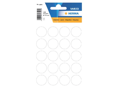 HERMA 1870 Multipurpose etiketten Rond 19mm Wit 100 stuks