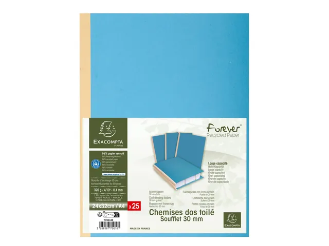 25 mappen met linnen rug FOREVER 320g/m2 -24x32cm Blauw