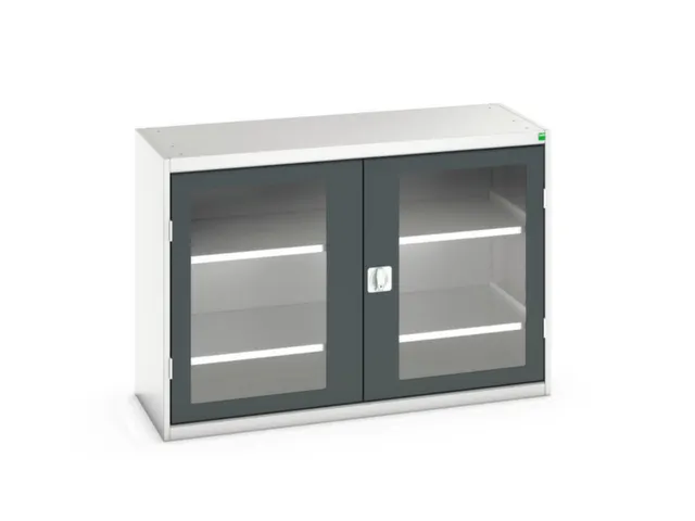 vitrinekast 900x1300x550mm 2xStalen bodem romp RAL7035 front RAL7016