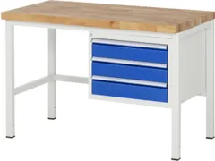 werkbank,HxBxD 840-1040x1250x700mm,beukblad,draagverm. 1250kg,4voeten