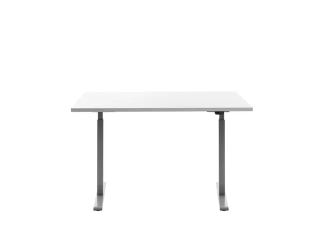 Elektrisch ihv bureau,HxBxD 700-1200x1200x800mm,blad wit,T-voet grijs