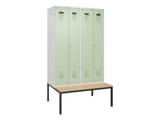 PBM-locker met bank,HxBxD 2120x1200x815mm,4vak,vak B 300mm - 2