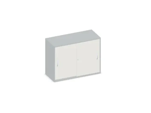 Schuifdeurkast 770x1000x430mm Romp Lichtgrijs Decor Front Wit