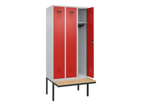 locker met bank,HxBxD 2120x900x815mm,3vak,vak B 300mm,cilinderslot