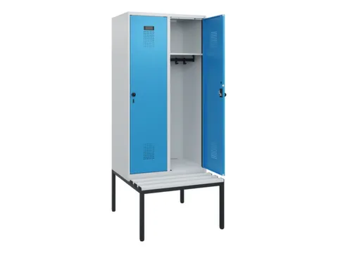 locker met bank,HxBxD 1950x800x815mm,2vak,vak B 400mm,draaigrendel