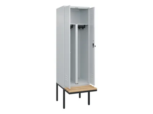 PBM-locker met bank,HxBxD 2120x600x815mm,2vak,vak B 300mm,draaigrendel