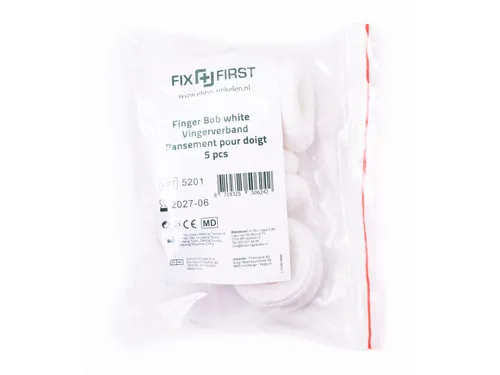 Vingerhoesje Vingerbob Textiel Wit 1 Maat 5 Stuks