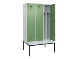locker met bank,voor scheiding van kleding,HxBxD 2120x1200x815mm,3vak