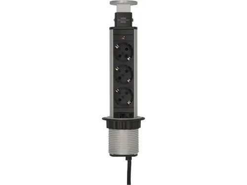 Stekkerdoos Brennenstuhl toren 3 voudig 2 meter zwart/zilver