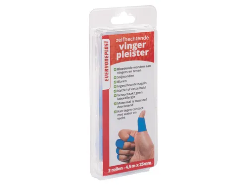 Vingerpleister Allglue zelfklevend op een rol 25mmx4.5m blauw 3 rollen
