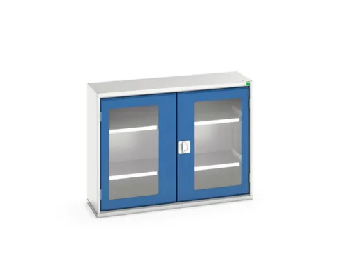 vitrinekast 800x1050x350mm 2xStalen bodem romp RAL7035 front RAL5010