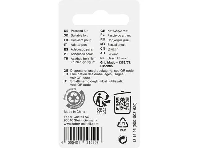 reservegum Faber-Castell voor de Grip Matic 1375/77 en Essentio