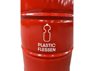 The BinBin Plastic met vlamvertragend deksel 200 Liter Rood - 2