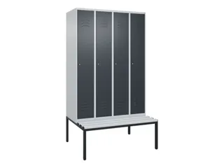 locker met bank,HxBxD 2120x1200x815mm,4vak,vak B 300mm,cil.-slot - 1