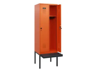 locker met bank,HxBxD 1950x600x815mm,2vak,vak B 300mm,draaigrendel - 1