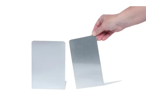 Boekensteun MAUL aluminium 12x12x17.5cm set 2 zilver