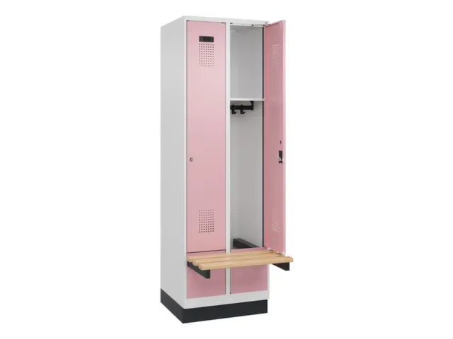 locker met bank,HxBxD 1950x600x815mm,2vak,vak B 300mm,cilinderslot