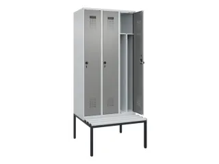 locker met bank,voor scheiding van kleding,HxBxD 2120x900x815mm,3vak - 1
