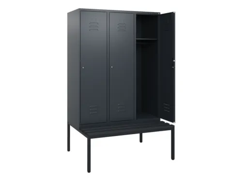 locker met bank,HxBxD 1950x1200x815mm,3vak,vak B 400mm,cil.-slot